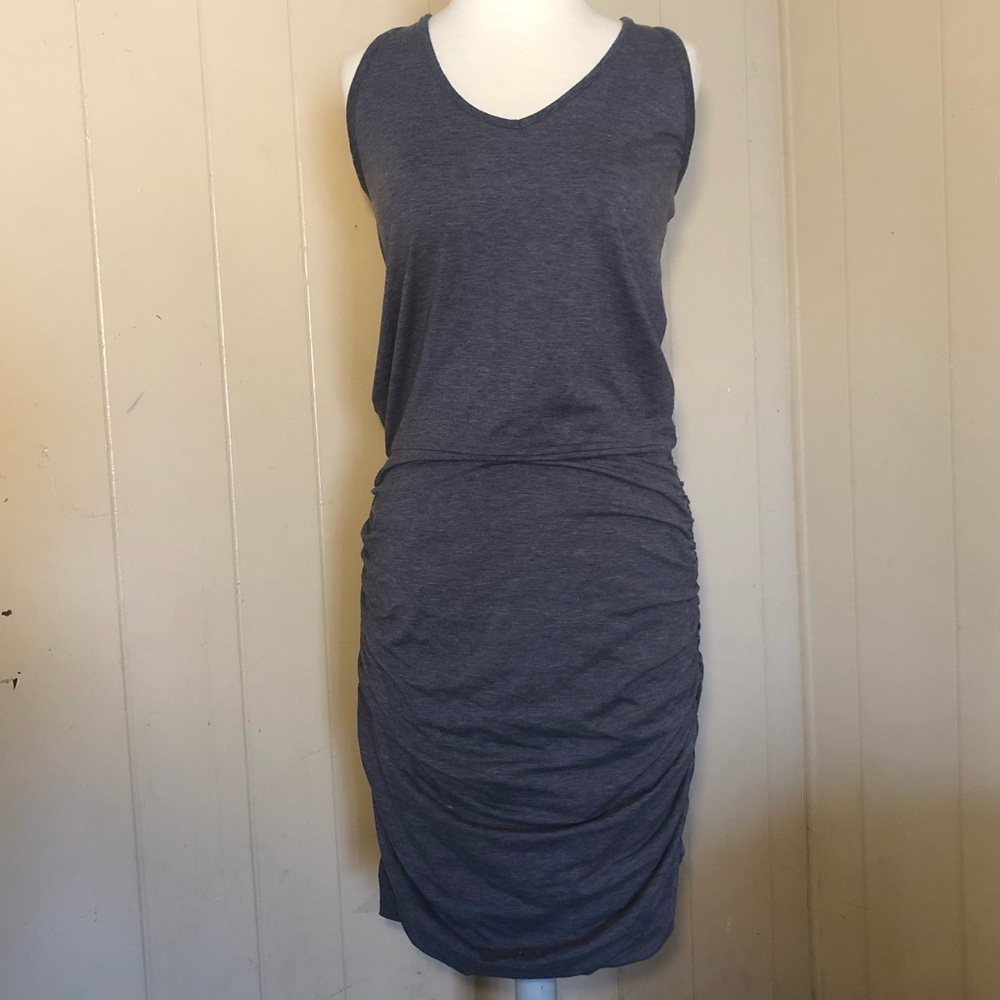 Athleta Racer Back Tee Ruche Dress Blue/Gray